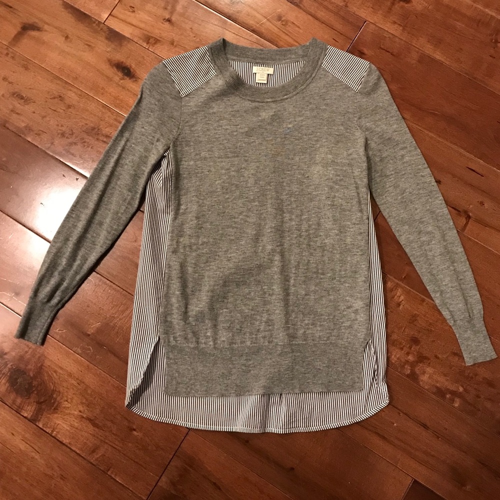 Jcrew Gray shirt with striped navy/white back